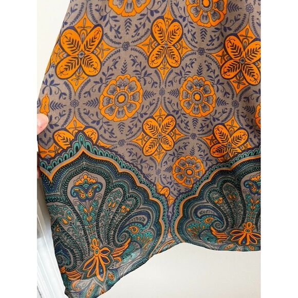 Colorful Paisley Tank Top Orange XL Floral Boho Indie Folk Festival Flowy Artsy - Picture 2 of 7